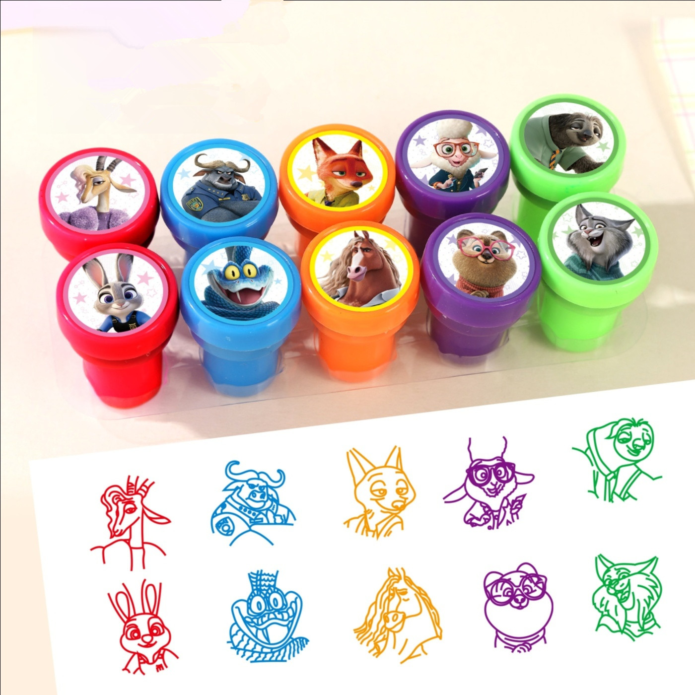Zootopia Party Games - 10 Peças de Carimbos Zootopia para